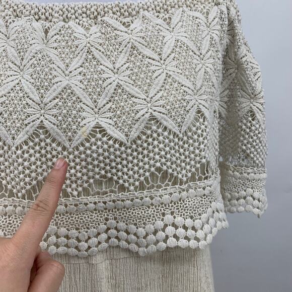 Soft Surroundings Dress Women PXS Petite Ivory Lined Blend Off Shoulder Maxi - Picture 5 of 16